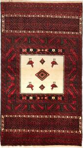 Tappeto Baluch Persia Geometrico Rosso Crema 110x190 Cm