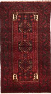 Tappeto Baluch Persia Geometrico Rosso Nero 108x200 Cm