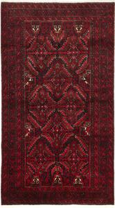Tappeto Baluch Persia Geometrico Rosso Bordeaux Nero 104x190 Cm