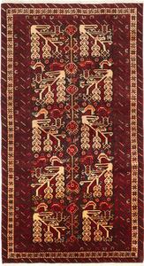 Tappeto Baluch Persia Astratto Rosso Blu 102x190 Cm