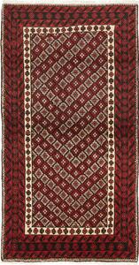 Tappeto Baluch Persia Astratto Rosso Scuro Nero 98x188 Cm