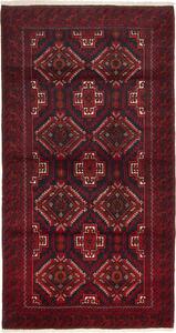 Tappeto Baluch Persia Astratto Bordeaux Blu Notte 110x202 Cm