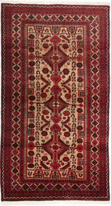 Tappeto Baluch Persia Geometrico Beige Rosso 96x181 Cm