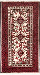 Tappeto Baluch Persia Geometrico Rosso Crema 100x187 Cm