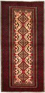 Tappeto Baluch Persia Astratto Crema Rosso Scuro 100x208 Cm