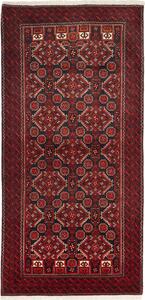 Tappeto Baluch Persia Astratto Rosso Scuro Blu Notte 100x205 Cm