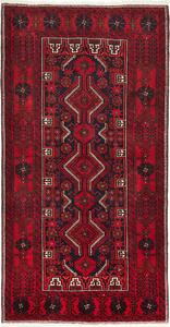 Tappeto Baluch Persia Geometrico Rosso Blu Notte 106x205 Cm