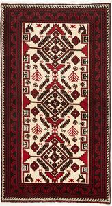 Tappeto Baluch Persia Geometrico Crema Rosso 97x180 Cm