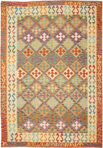 Tappeto Kilim Afghanistan Geometrico Multicolore Vivace 201x291 Cm