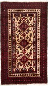 Tappeto Baluch Persia Astratto Rosso Bordeaux Crema 105x184 Cm