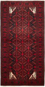 Tappeto Baluch Persia Geometrico Rosso Nero 97x192 Cm