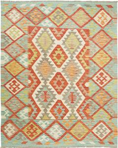 Tappeto Kilim Afghanistan Geometrico Azzurro Arancione 151x195 Cm