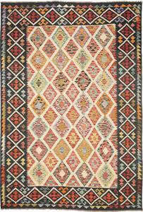 Tappeto Kilim Afghanistan Geometrico Multicolore Antracite 203x298 Cm
