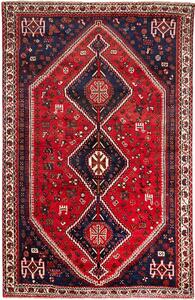 Tappeto Shiraz Persia Medaglione Rosso Blu Scuro 164x252 Cm