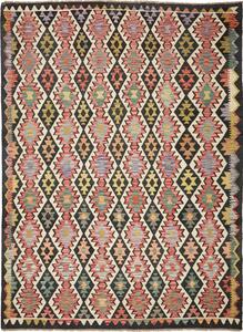 Tappeto Kilim Afghanistan Astratto Nero Crema 224x299 Cm