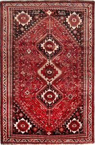 Tappeto Shiraz Persia Astratto Rosso Nero Crema 174x268 Cm