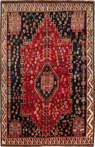 Tappeto Shiraz Persia Medaglione Rosso Blu Scuro 170x258 Cm