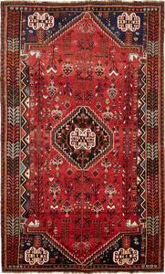 Tappeto Shiraz Persia Astratto Rosso Blu Beige 160x267 Cm