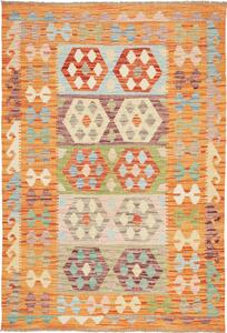 Tappeto Kilim Afghanistan Astratto Arancio Policromo 124x183 Cm