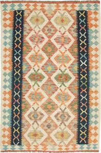 Tappeto Kilim Afghanistan Astratto Crema Arancio 119x182 Cm