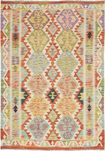 Tappeto Kilim Afghanistan Geometrico Multicolore Pastello 124x179 Cm