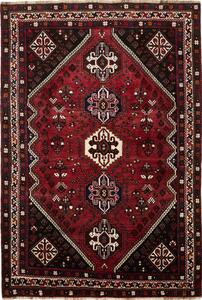 Tappeto Shiraz Persia Medaglione Rosso Bordeaux Nero 180x268 Cm