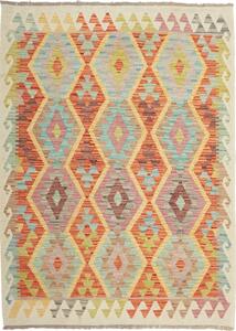 Tappeto Kilim Afghanistan Astratto Multicolore Pastello 127x173 Cm