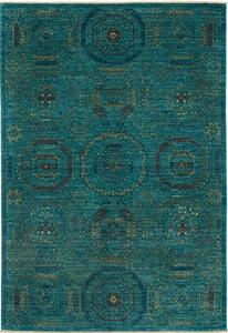 Tappeto Mamlouk Pakistan Geometrico Blu Petrolio Acquamarina 126x183 Cm