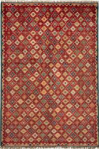 Tappeto Samarkand Pakistan Astratto Rosso Beige 200x293 Cm