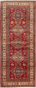 Tappeto Kazak Fine Pakistan Geometrico Rosso Blu 76x212 Cm