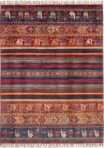 Tappeto Samarkand Pakistan Astratto Rosso Blu 125x170 Cm
