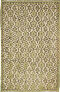 Tappeto Kilim Afghanistan Geometrico Verde Grigio 201x304 Cm