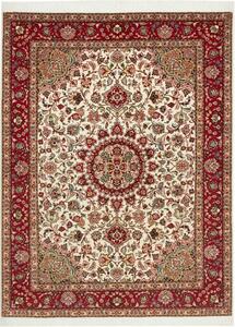 Tappeto Tabriz 50 Raj Persia Medaglione Crema Rosso 150x207 Cm