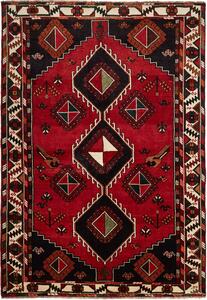 Tappeto Shiraz Persia Geometrico Rosso Nero 175x253 Cm