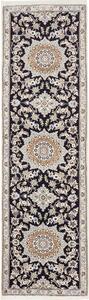 Tappeto Nain 9la Persia Medaglione Blu Notte Crema 82x295 Cm