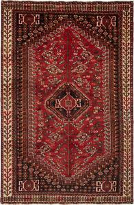Tappeto Shiraz Persia Geometrico Rosso Nero Crema 162x248 Cm