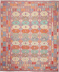Tappeto Kilim Afghanistan Geometrico Malva Turchese 247x293 Cm