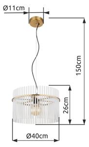 Globo 15698HM - Lampadario a sospensione con filo GORLEY 1xE27/60W/230V diametro 40 cm oro
