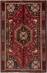 Tappeto Shiraz Persia Geometrico Rosso Bordeaux Blu 160x250 Cm