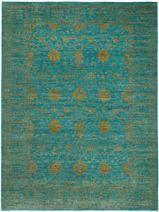 Tappeto Zigler Fine Pakistan Medaglione Turchese Ocra 173x231 Cm