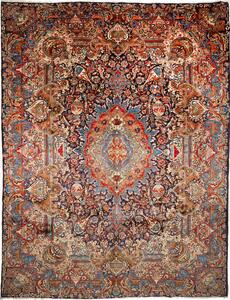 Tappeto Kashamr Zirkhaki Persia Medaglione Blu Rosso 300x394 Cm