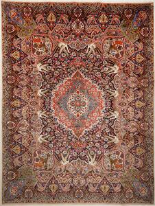 Tappeto Kashamr Zirkhaki Persia Medaglione Blu Rosso 294x390 Cm