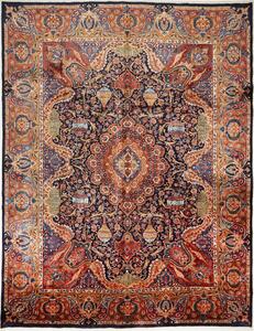 Tappeto Kashamr Zirkhaki Persia Medaglione Blu Notte Ruggine 300x389 Cm