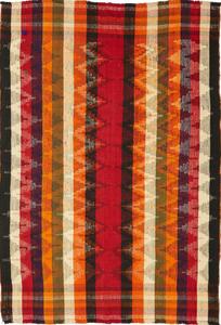 Tappeto Kilim Vintage Persia Astratto Rosso Arancione 145x202 Cm