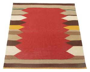 Tappeto Kilim Persia Geometrico Rosso Beige 100x103 Cm