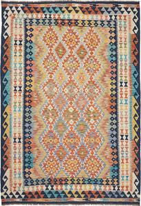 Tappeto Kilim Afghanistan Geometrico Multicolore Vibrante 171x253 Cm