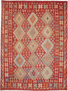 Tappeto Kilim Afghanistan Geometrico Rosso Blu 183x255 Cm