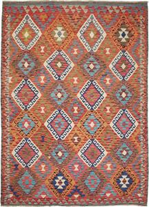 Tappeto Kilim Afghanistan Geometrico Arancio Rosso 181x251 Cm
