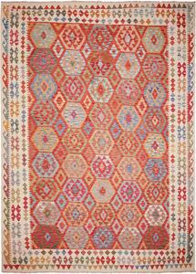 Tappeto Kilim Afghanistan Astratto Terracotta Policromo 253x351 Cm