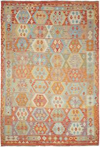Tappeto Kilim Afghanistan Geometrico Multicolore Abrash 200x300 Cm